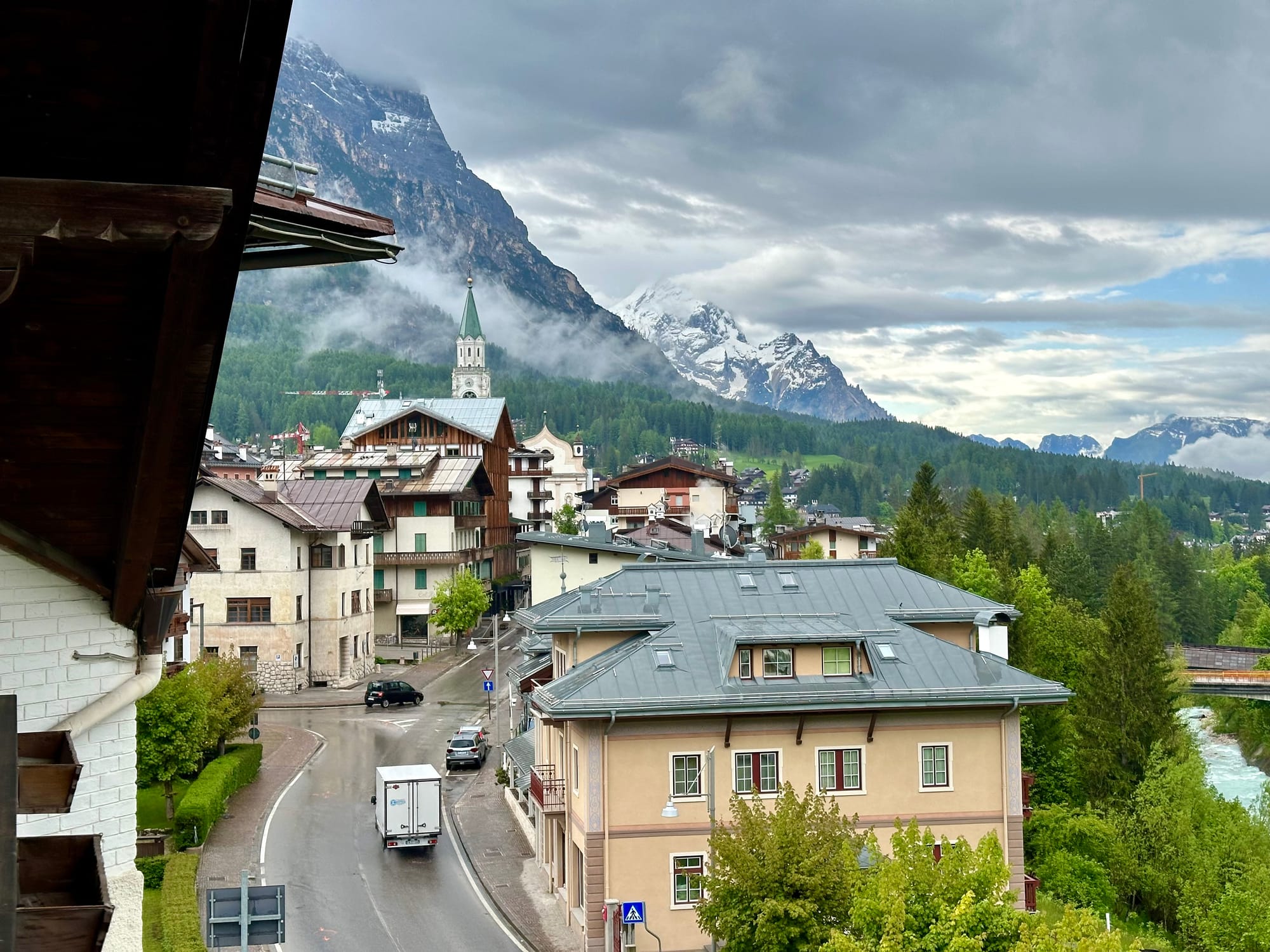 View from the balcony in Cortina d'Ampezzo.