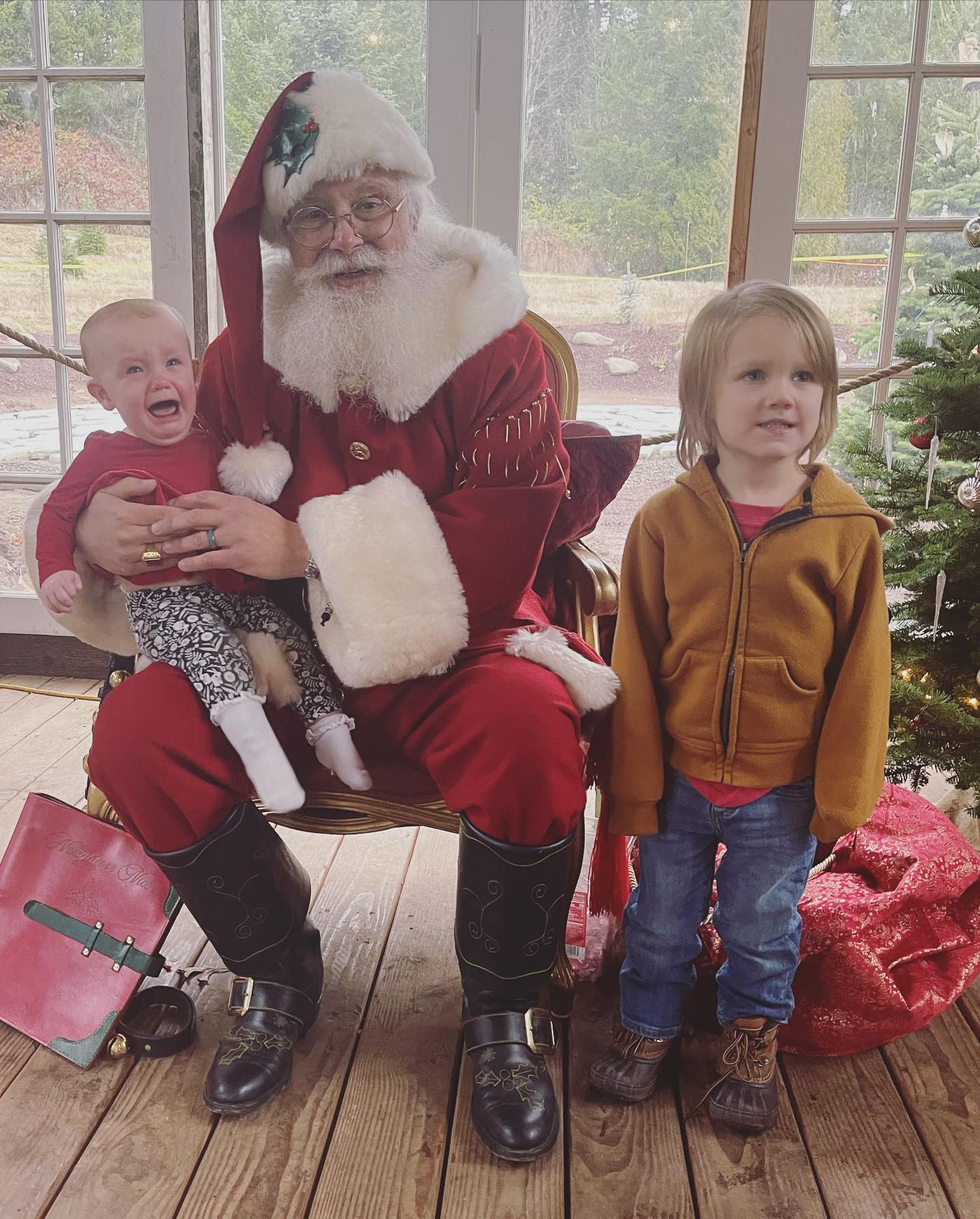 Santa: “So what do you want for Christmas?” Pax: “a gun!” *Audible gasps from the mothers in line behind us* Just another day in the life.