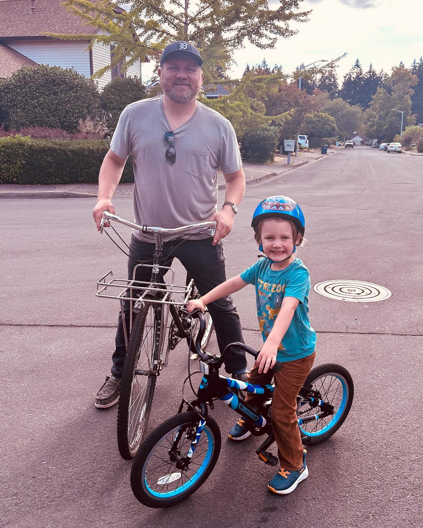 Just went on our first bike ride together without training wheels!